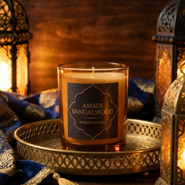 bougie artisanale ambre et bois de santal